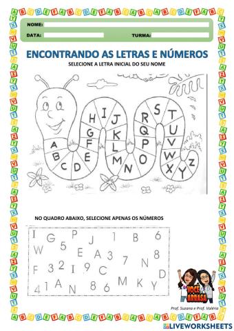 Encontrando as Letras e Números