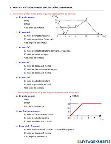 Interpretació de gràfics MRU-MRUA