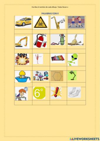 Palabras con X