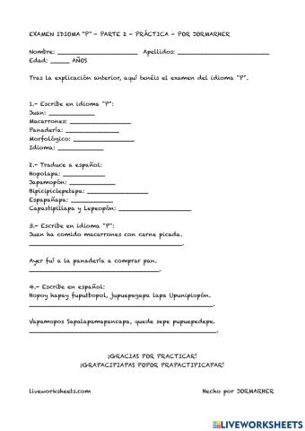 Idioma p - examen