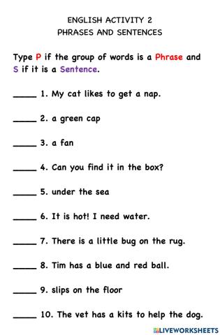 Eng W3 - Phrases and Sentences