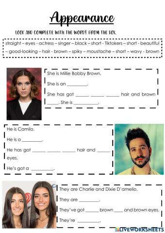 Appearance practice - Celebrities