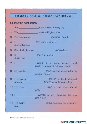 Present simple vs. present continuous