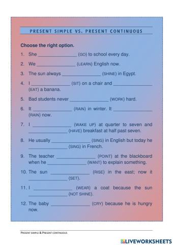 Present simple vs. present continuous