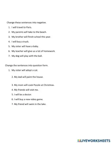 Simple future neg and question form