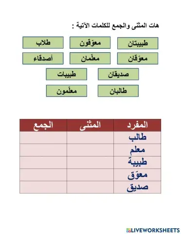 المفرد والمثنى والجمع