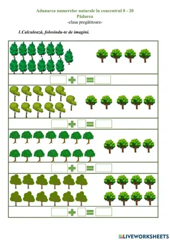 Adunarea numerelor naturale în concentrul 0-20. Pădurea