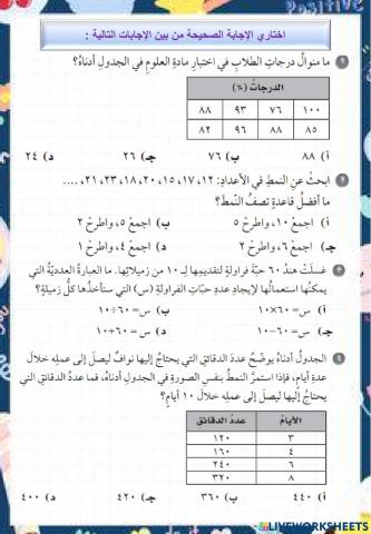 الاختبار التراكمي الفصل 7