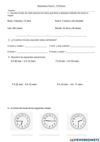 Tema 8 matemáticas - 4º Primaria