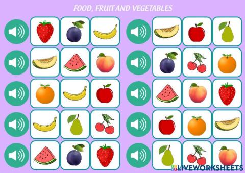FOOD-FRUIT-VEGETABLES quizz