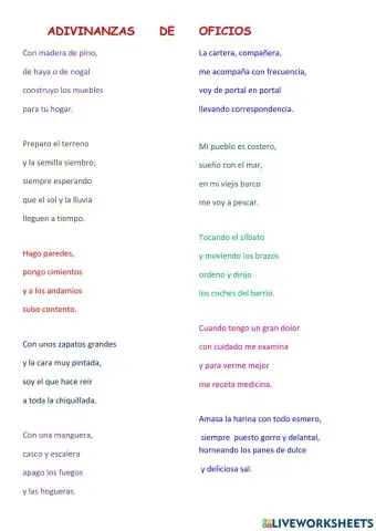Adivinanzas de oficios