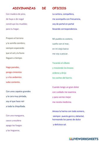 Adivinanzas de oficios