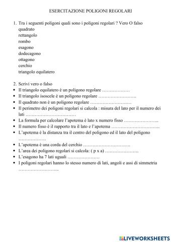 Esercitazione poligoni regolari