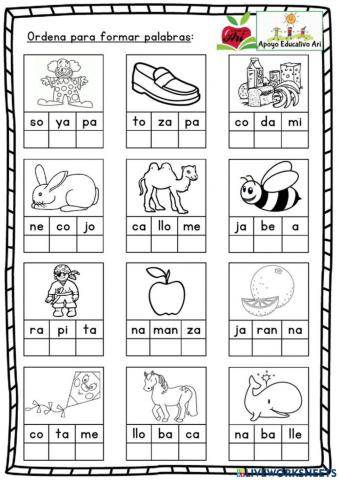 Ordena sílabas para formar palabras