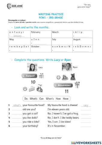 Months and question words