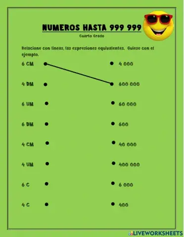 Números hasta 999 999 equivalencias