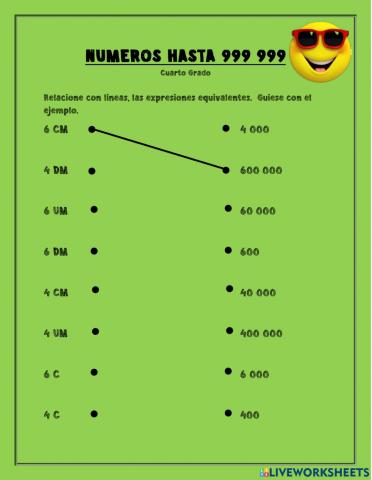 Números hasta 999 999 equivalencias
