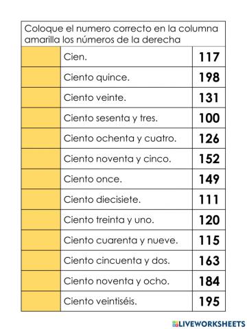 Números familia del 100