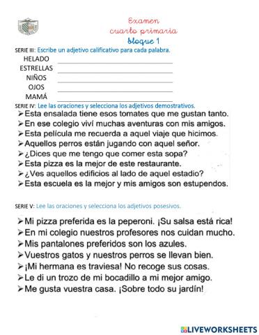 Examen lenguaje parte 2