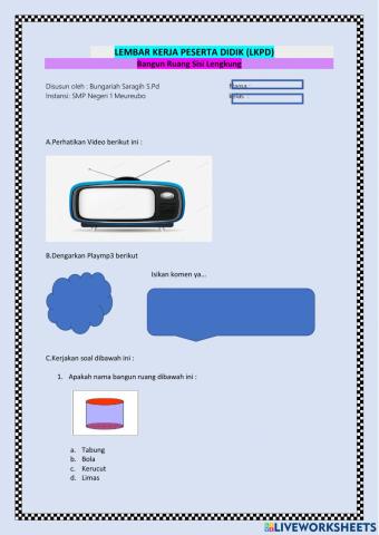 Ulangan Harian Bangun Ruang Sisi Lengkung