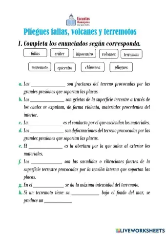 Pliegues, fallas, volcanes y terremotos
