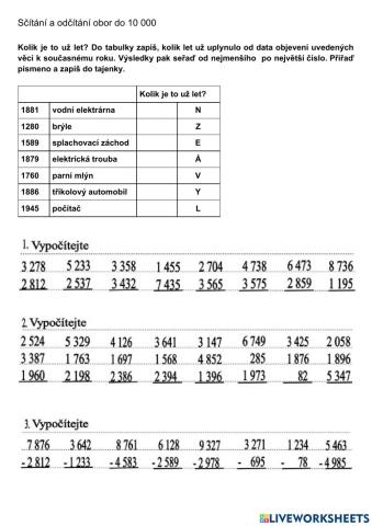 Sčítání a odčítání do 10 000