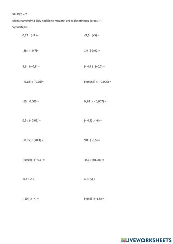 Desetinná záporná čísla4