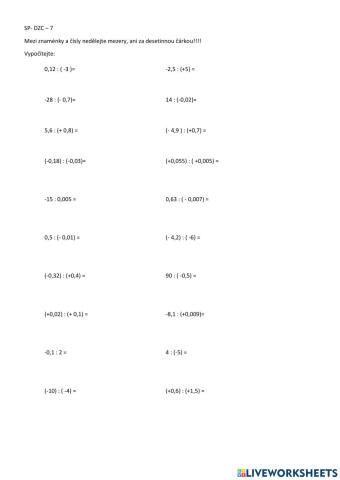 Desetinná záporná čísla4