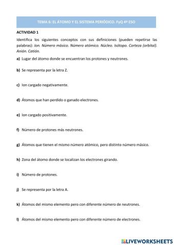 Fyq4ºeso-El átomo y sistema periódico