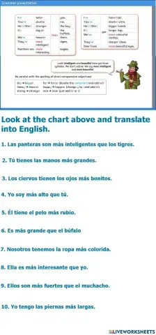 Translate in to spanish coparative sentences tiger 5 macmillan