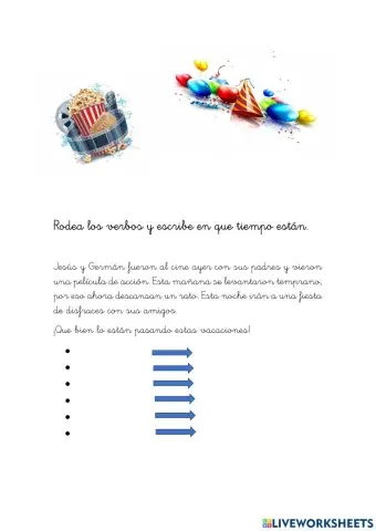 Rodea e indica el tiempo de los verbos