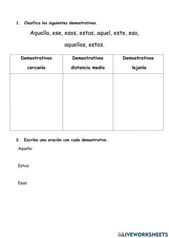 Tipos de demostrativos