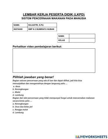 LKPD saluran pencernaan