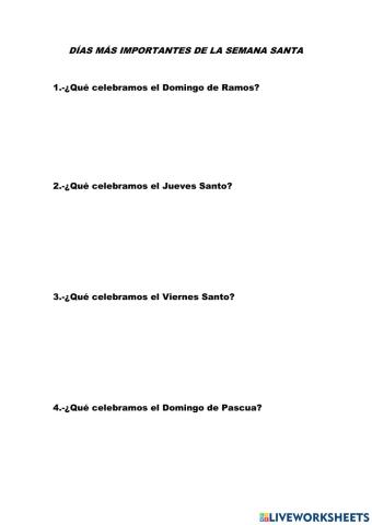 Días más importantes de la Semana Santa