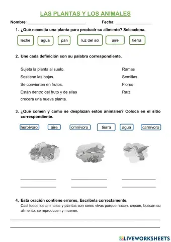 Las plantas y los animales