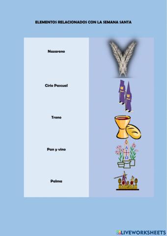 Elementos relacionados con la Semana Santa