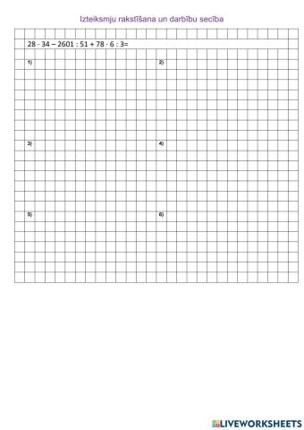 Izteiksmju rakstīšana un darbību secība