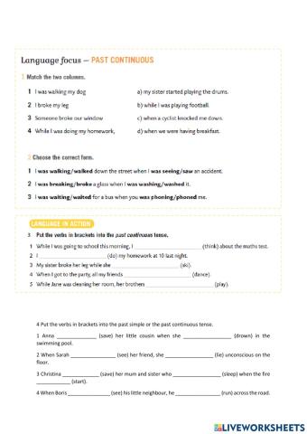 Past continuous - exercise