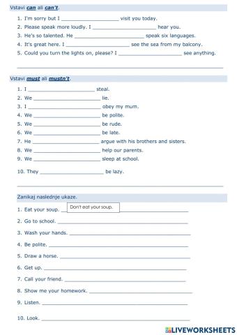 Must, Can, Present Simple Tense