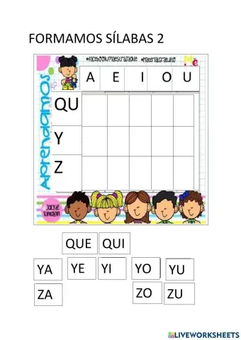 Tabla doble entrada formar sílabas 6