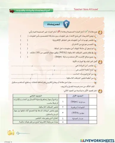تمرينات وحدة أمن المعلومات