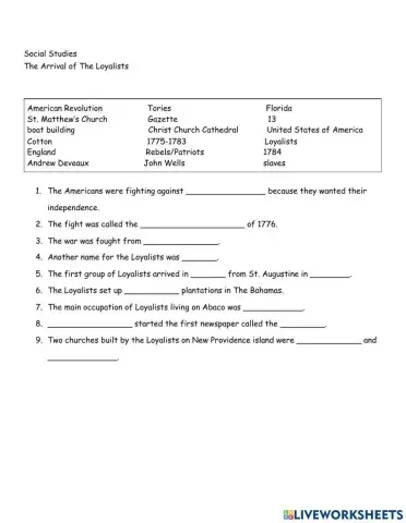 The Arrival of The Loyalists