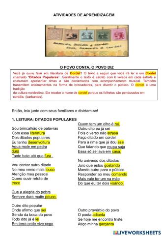 Leitura e Interpretação de Cordel