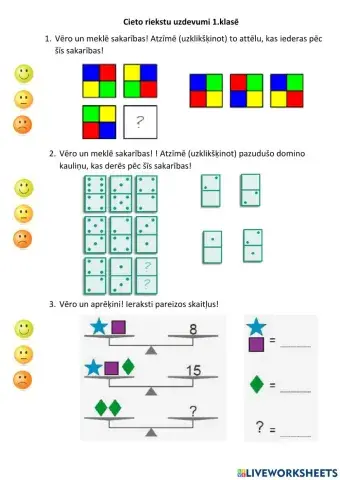 Cieto riekstu uzdevumi 1.kl. marts