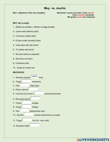 Muy vs. Mucho