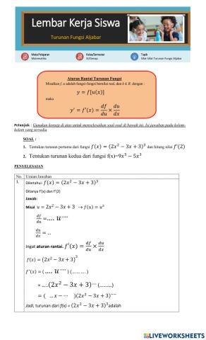 Aturan Rantai Turunan Fungsi