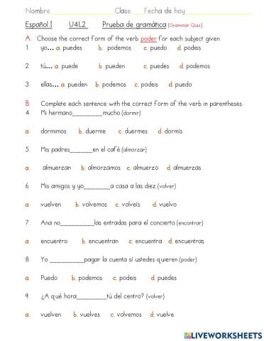 Prueba de gramática