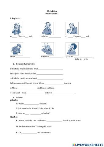 Körperteile, Imperativ