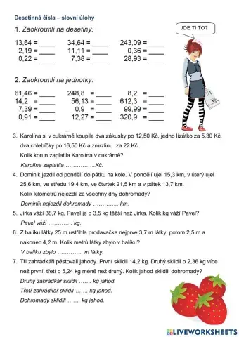 Desetinná čísla - slovní úlohy