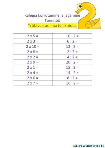 Korrutamine ja jagamine arvuga 2